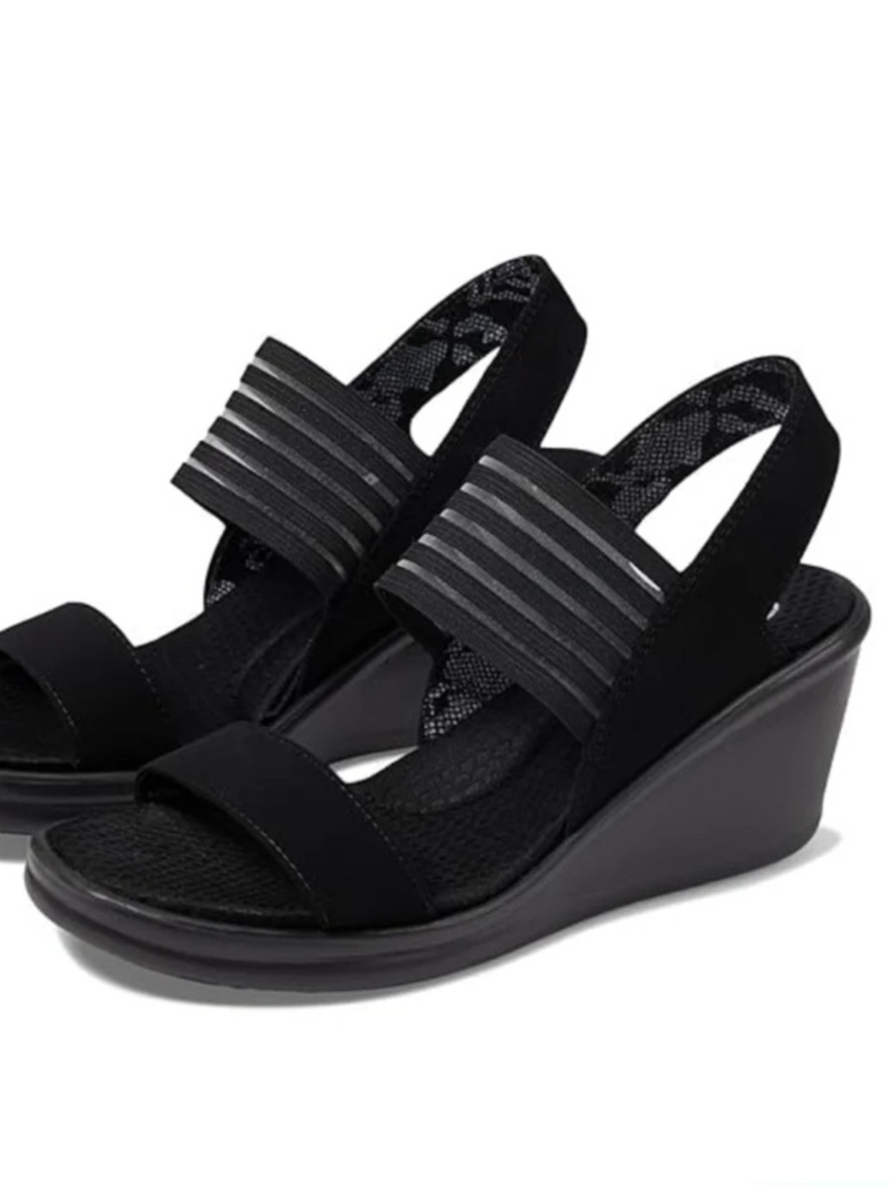 Skechers Cali Women's Rumblers-Sci-Fi Wedge Sandal, Black, Sz 7